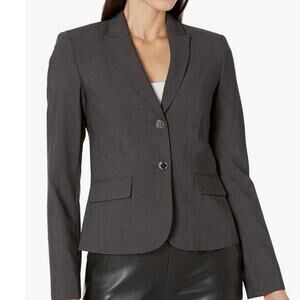 Calvin Klein Blazer Two Button Lux Blazer Dark Charcoal Gray 2 Lined Officerwear